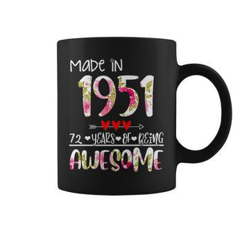 72Th Birthday Gifts For Women Floral Made In 1951 Birthday Coffee Mug - Seseable