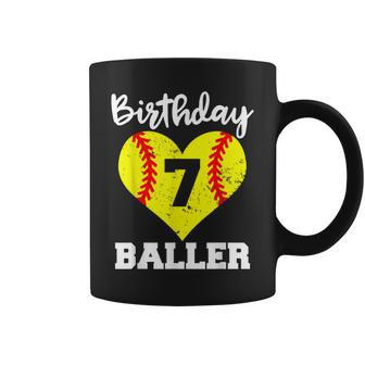 7Th Birthday Baller Funny 7 Year Old Softball Coffee Mug - Seseable
