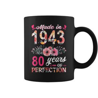 80 Year Old Made In 1943 Floral 80Th Birthday Gifts Women V2 Coffee Mug | Mazezy