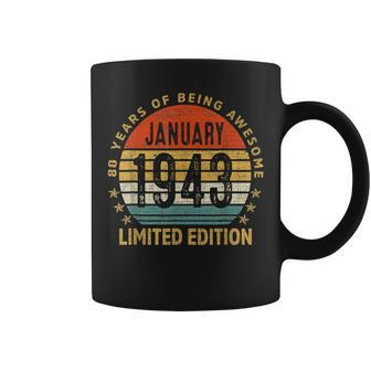 80 Years Old Gift January 1943 Limited Edition 80Th Birthday Coffee Mug - Thegiftio UK