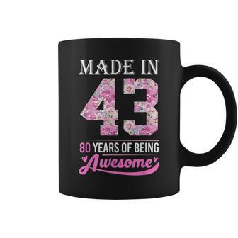 80 Years Old Gifts 80Th Birthday Made In 1943 Girls Floral Coffee Mug - Thegiftio UK