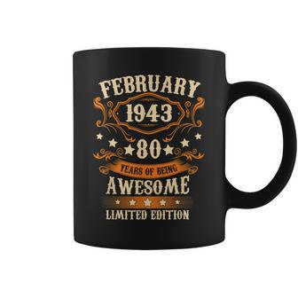 80Th Birthday Gifts Vintage February 1943 80 Years Old Men Coffee Mug - Seseable