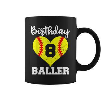 8Th Birthday Baller Funny 8 Year Old Softball Coffee Mug - Seseable