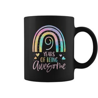 9 Years Of Being Awesome Rainbow Tie Dye 9Th Birthday Girl Coffee Mug - Thegiftio UK