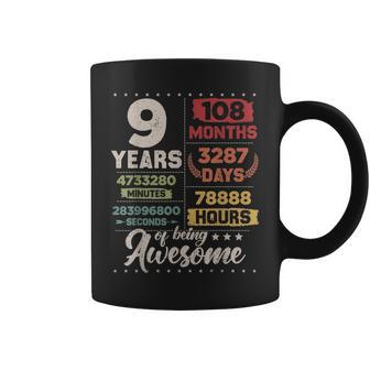 9 Years Of Being Awesome Retro Countdown 9Th Birthday Coffee Mug - Seseable