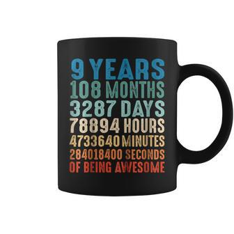 9 Years Old 9Th Birthday Vintage Retro T Shirt 108 Months V3 Coffee Mug | Mazezy