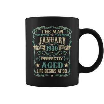 90Th Birthday Gifts The Man Myth Legend Born In January 1930 Coffee Mug - Seseable