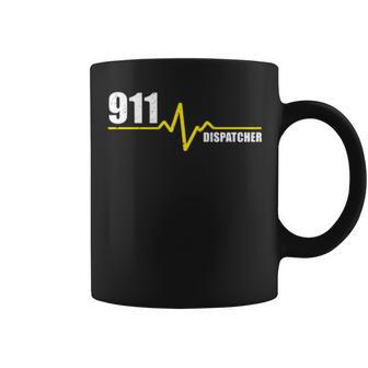 911 Dispatcher Heartbeat Thin Gold Line Coffee Mug | Mazezy