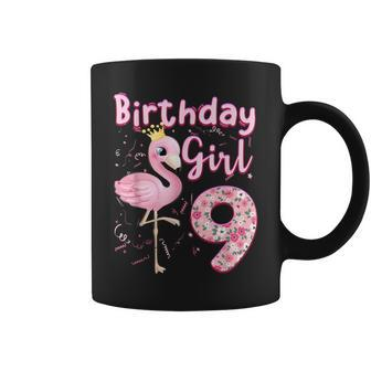 9Th Birthday Girls Flamingo 9 Years Old Tropical Flamingo V2 Coffee Mug - Seseable