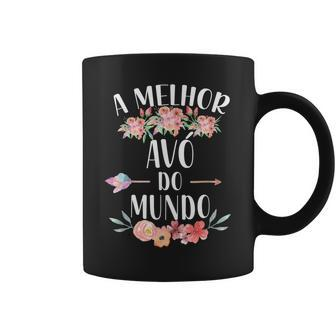 A Melhor Avo Do Mundo Portuguese Grandma Floral Coffee Mug | Mazezy