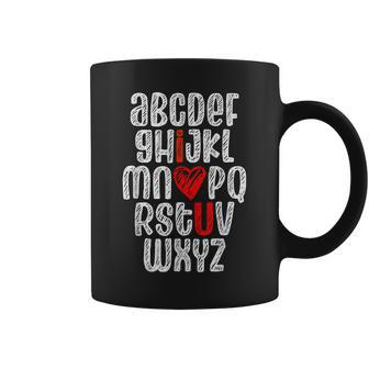 Abc Chalk Alphabet I Love You English Teacher Valentines Day Coffee Mug - Seseable
