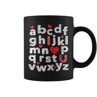 Abc Chalk Alphabet I Love You English Teacher Valentines Day V5 Coffee Mug - Seseable