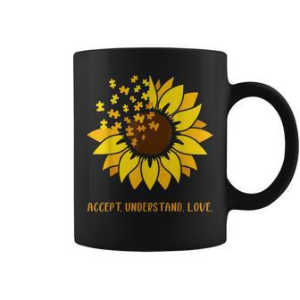 Accept Understand Love Autism Awareness Month Sunflower Coffee Mug - Seseable