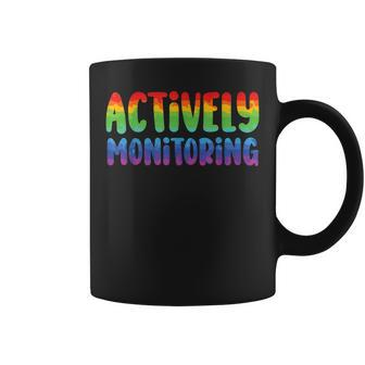 Actively Monitoring Fun Teacher Test Day Coffee Mug | Mazezy