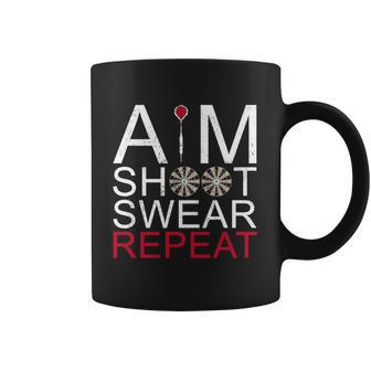 Aim Shoot Swear Repeat Darts Retro Vintage Gift Coffee Mug - Thegiftio UK