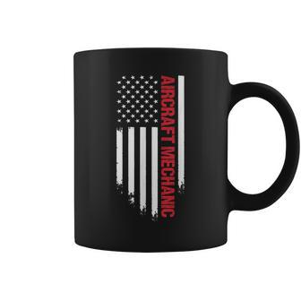 Aircraft Mechanic American Usa Flag | Aviation Technician Coffee Mug | Mazezy