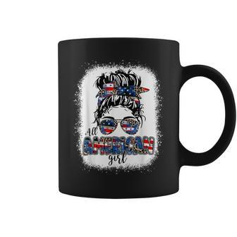 All American Girl Patriotic 4Th Of July Messy Bun Bleached Coffee Mug - Thegiftio UK