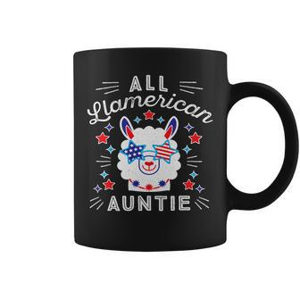 All Llamerican Auntie Aunt Mother July 4Th Patriotic Llama Coffee Mug - Monsterry DE