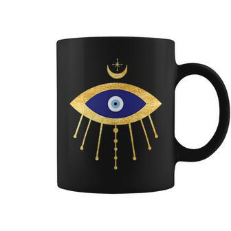 All Seeing Evil Eye Yellow Eyelashes Curse Protection Coffee Mug | Mazezy