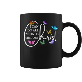 All Things Through Christ Faith Based Christian Graphic Coffee Mug | Mazezy