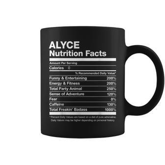 Alyce Nutrition Facts Name Named Funny Coffee Mug - Seseable