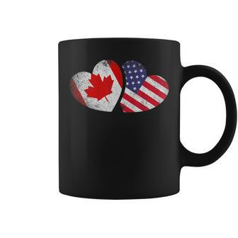 American Canadian Heart Valentines Day Gifts Usa Flag Canada Coffee Mug - Seseable