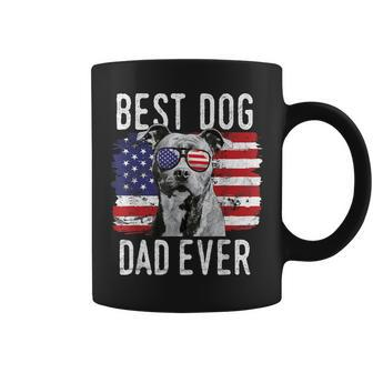 American Flag Best Dog Dad Ever Staffordshire Bull Terrier Gift For Mens Coffee Mug | Mazezy
