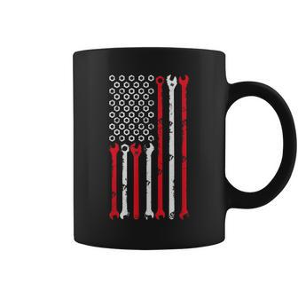American Flag Mechanic Garage Car Coffee Mug | Mazezy