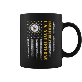 American Flag Proud To Be A Us Navy Military Veteran V2 Coffee Mug - Seseable