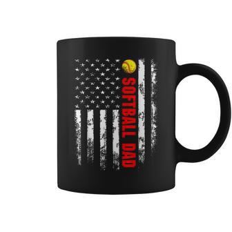 American Flag Softball Dad Backside Essential Coffee Mug - Thegiftio UK
