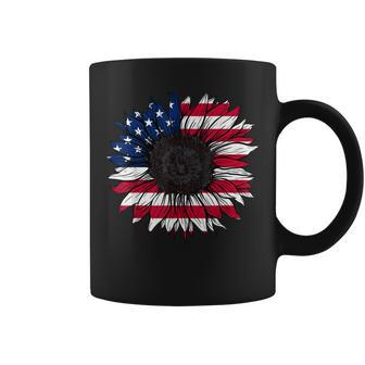 American Flag Sunflower 4Th Of July Independence Usa Day Coffee Mug - Seseable