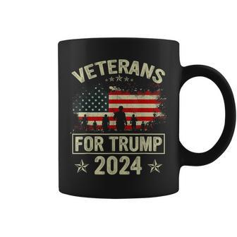 American Flag Veterans For Trump 2024 - Dad Grandpa Veterans Coffee Mug - Seseable