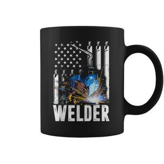 American Flag Welder Funny Patriotic Fathers Day Gift Coffee Mug - Seseable