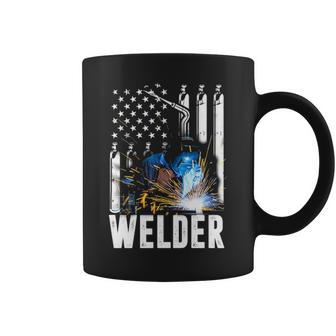 American Flag Welder Funny Patriotic Fathers Day Gift V2 Coffee Mug - Seseable