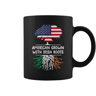 American Grown Irish Roots Flag Ireland St Patricks Day Coffee Mug - Seseable
