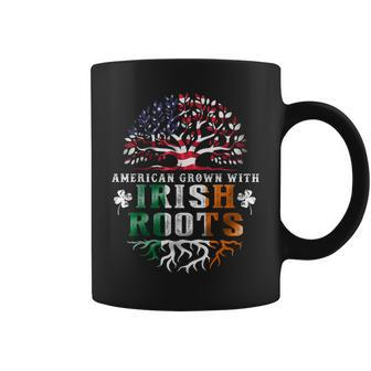 American Grown Irish Roots Tree Ireland Flag St Patricks Day Coffee Mug - Seseable