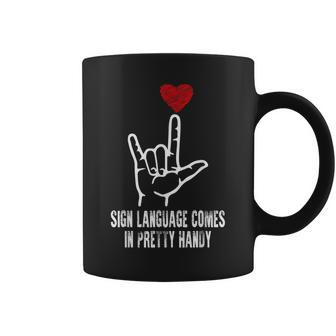 American Sign Language Comes In Pretty Handy Asl Word Pun Coffee Mug - Thegiftio UK