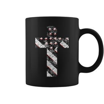 American Usa Flag Freedom Cross Military Style Army Mens Coffee Mug
