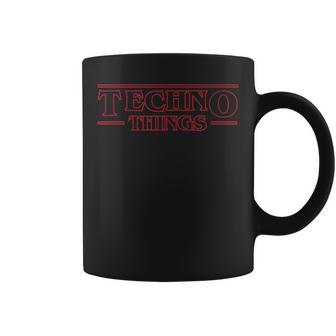 Anti Social Techno Club Techno Things Outlined Red Coffee Mug - Seseable
