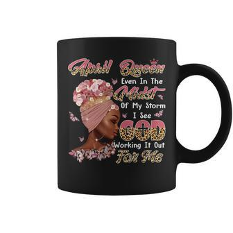 April Queen Black Women Birthday Working It Out For Me Coffee Mug | Mazezy