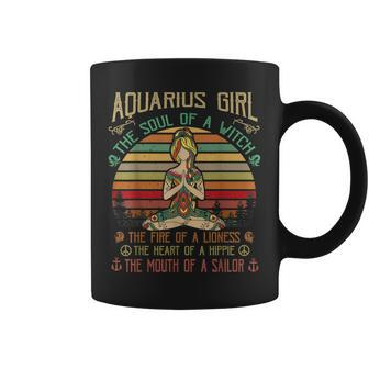 Aquarius Girl The Soul Of A Witch Birthday Women Love Yoga Coffee Mug | Mazezy