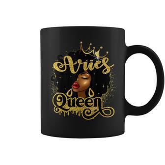 Aries Queen Birthday Afro Girls Black Zodiac Birthday Coffee Mug | Mazezy
