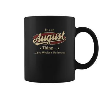August Name August Family Name Crest Coffee Mug - Seseable