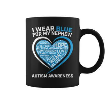 Aunt Uncle Heart I Wear Blue For My Nephew Autism Awareness Coffee Mug | Mazezy UK