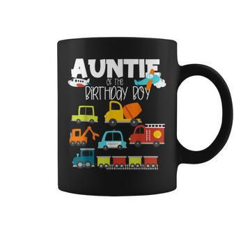 Auntie Of The Birthday Boy Family Matching Train Fire Truck Coffee Mug - Seseable