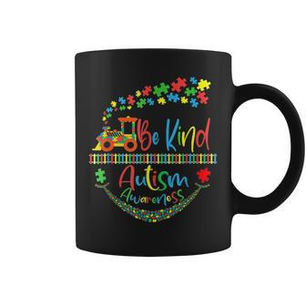 Autism Awareness Be Kind Train Puzzle Piece For Kids Adults Coffee Mug - Seseable