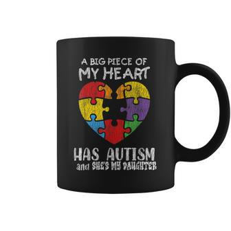 Autism Awareness - Dad Mom Daughter Autistic Kids Awareness Coffee Mug - Seseable