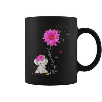 Autism Awareness Daisy Flower Elephant For Mom Women Coffee Mug - Seseable