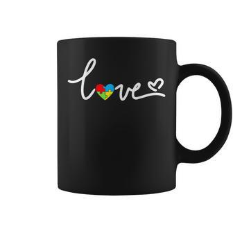 Autism Awareness Day Love Puzzle Pieces Heart Coffee Mug - Seseable