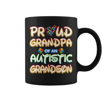 Autism Awareness Family Proud Grandpa Of Autistic Grandson Coffee Mug - Seseable